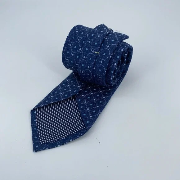 Eton Tie Mens One Size Blue Patterned Silk Classic Luxury Necktie Italy Made NWT - Picture 4 of 6